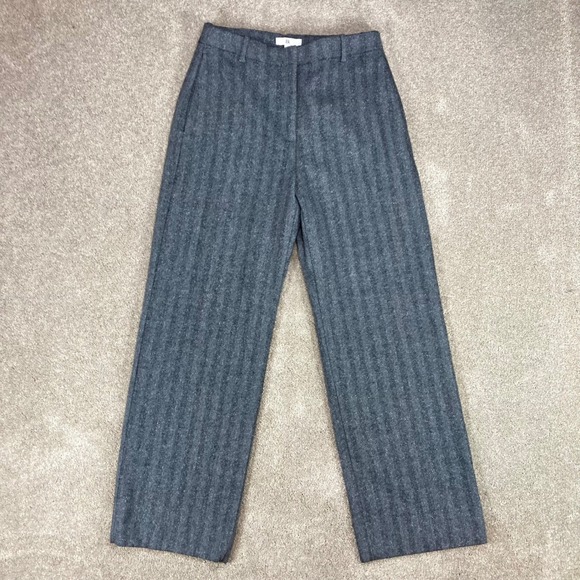 Banana Republic Pants - Banana Republic Wool Silk Straight Leg Pants Women Sz 8 Grey Herringbone Career